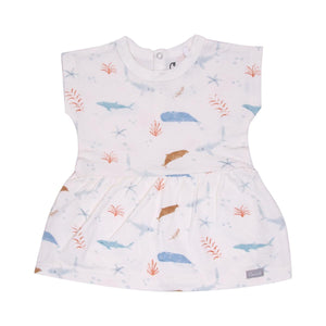 Coccoli Baby Girls Modal Romper Dress - Water Colour Fish