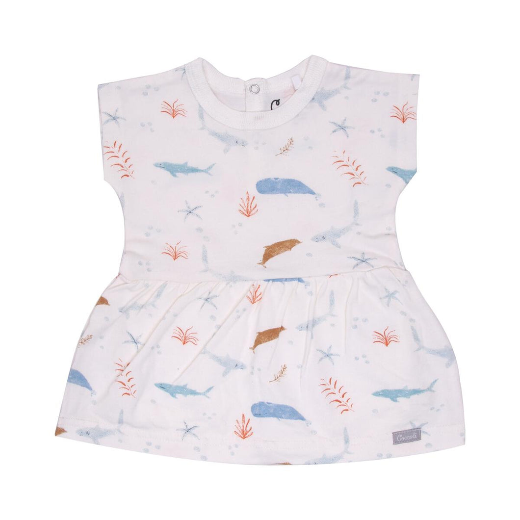 Coccoli Baby Girls Modal Romper Dress - Water Colour Fish