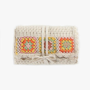 Souris Mini Crochet Cream Blanket with Colourful Border