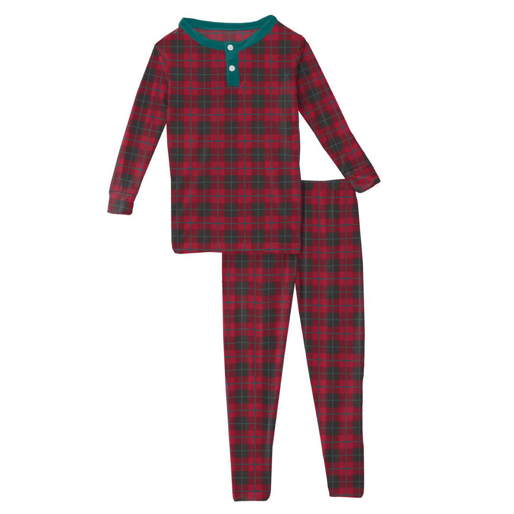 Kickee Pants Print Long Sleeve Henley Pajama Set - Anniversary Plaid