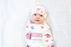 Lulujo Hello World Blanket and Knotted Hat
