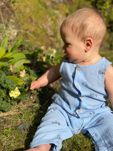 ettie + h Baby Boys Mewan Woven Romper - Blue Bikes