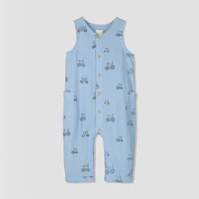 Load image into Gallery viewer, ettie + h Baby Boys Mewan Woven Romper - Blue Bikes
