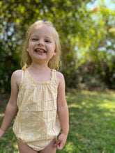Load image into Gallery viewer, ettie + h Baby Girls Ophelia Bubble Romper - Gold Butterflies
