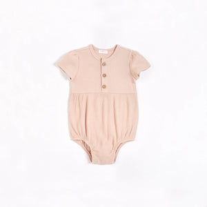 Petit Lem Firsts Modal Rib Bubble Romper - Barely Pink