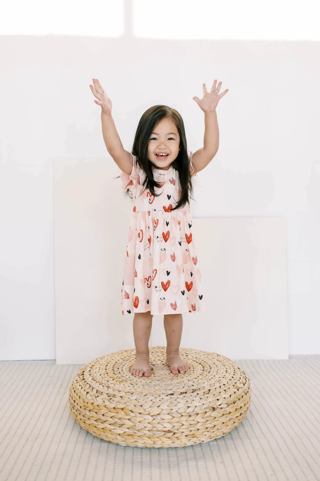 Loulou Lollipop Girls Ruffle Pocket Dress - Pink Pup