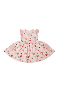 Loulou Lollipop Girls Ruffle Pocket Dress - Pink Pup