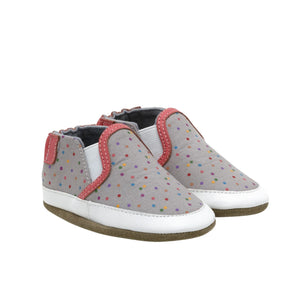 Robeez Soft Soles Polka Dot Polly Grey Canvas Chicken Little Shop