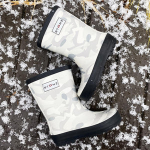 Stonz Rain Boots - Camo Print - White/Light Grey