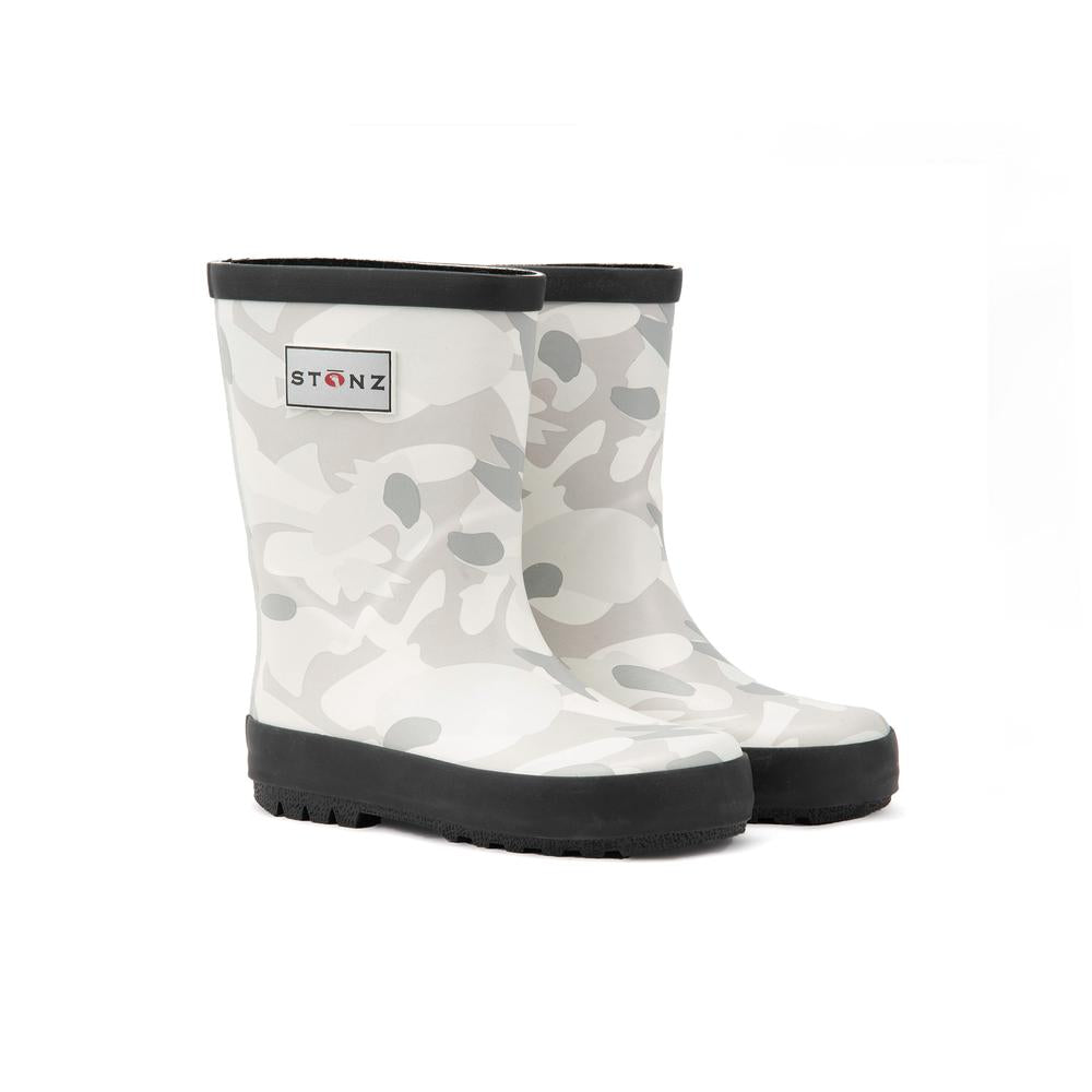 Stonz Rain Boots - Camo Print - White/Light Grey