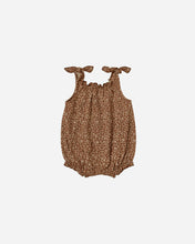 Load image into Gallery viewer, Rylee + Cru Baby Girls Shoulder Tie Bubble Onesie - Chocolate Floral
