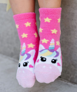 Jefferies Socks Unicorn and Rainbow Fuzzy Non-Skid - 2 Pack