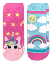 Load image into Gallery viewer, Jefferies Socks Unicorn and Rainbow Fuzzy Non-Skid - 2 Pack
