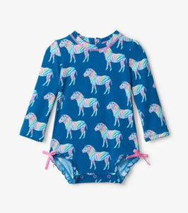 Hatley Baby Girls Rainbow Zebra Rashguard Swimsuit