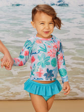 Load image into Gallery viewer, Tea Collection Baby Girls Rash Guard Swim Set - Garden Under the Sea
