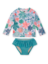 Load image into Gallery viewer, Tea Collection Baby Girls Rash Guard Swim Set - Garden Under the Sea

