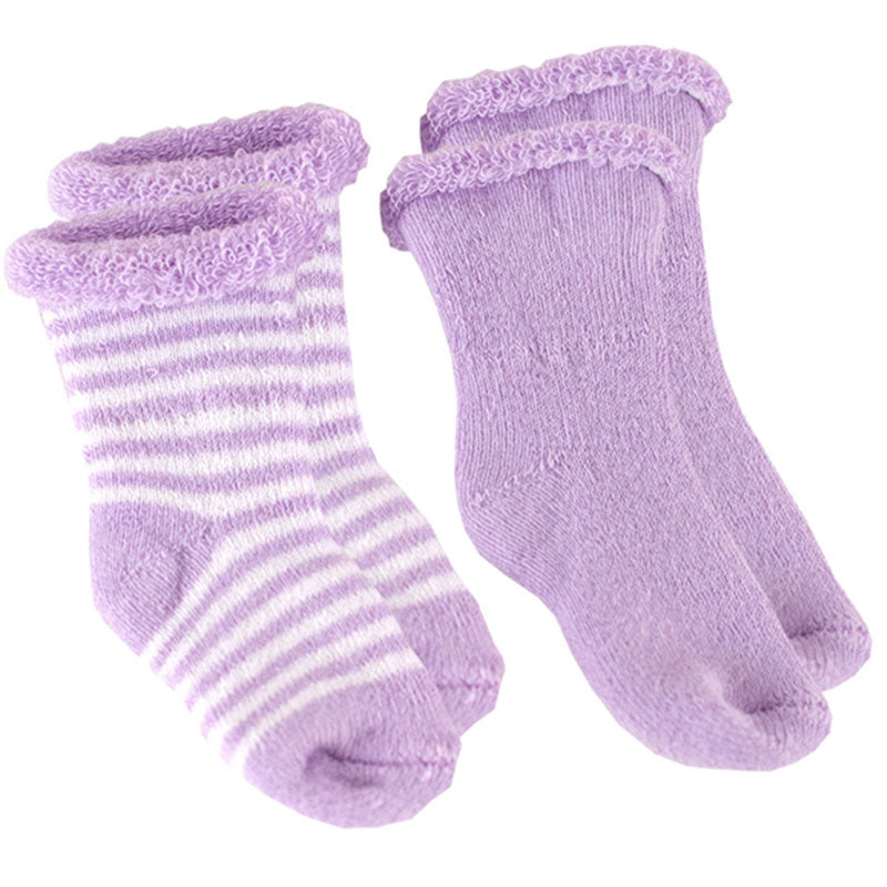 Kushies Newborn Socks - Lilac Stripe