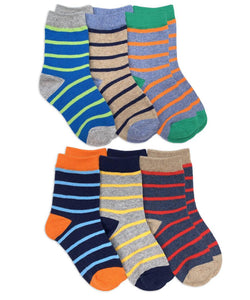 Jefferies Boys Stripe Pattern Crew Socks - 6 Pack