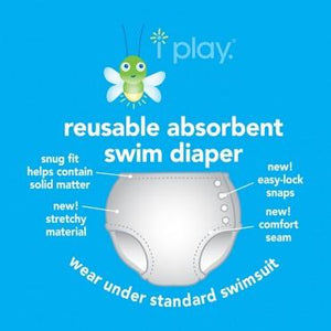 iPlay Snap Reusable Absorbent Swim Diaper - Gray Undersea