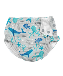 iPlay Snap Reusable Absorbent Swim Diaper - Gray Undersea