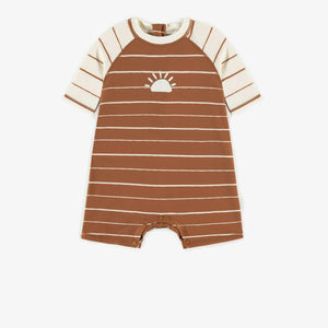 Souris Mini Baby Boys One-Piece Rashgaurd - Brown Striped