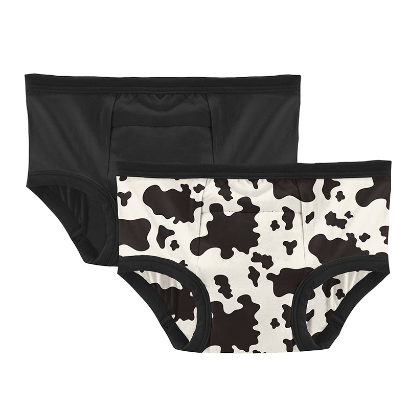 Kickee Pants Print Training Pants Set - Cow Print & Midnight