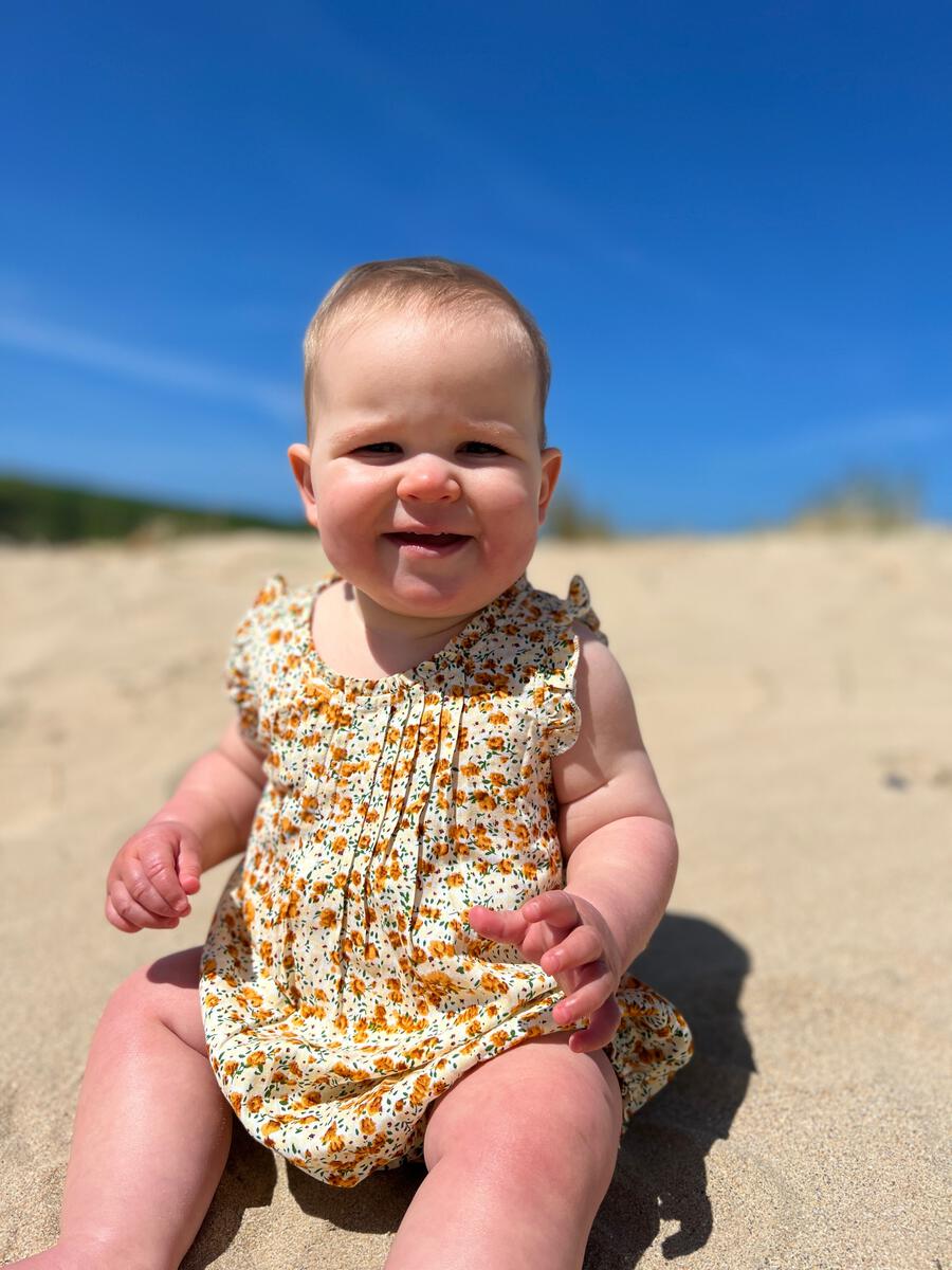 Vignette Baby Girls Tamsin Bubble Romper - Yellow/Orange Bouquet