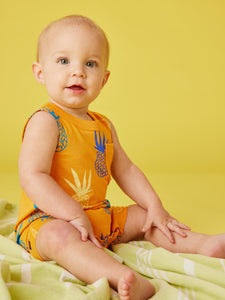 Tea Collection Baby Pocket Tank Romper - Pineapples