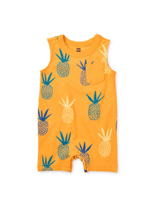 Tea Collection Baby Pocket Tank Romper - Pineapples