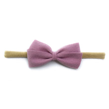 Load image into Gallery viewer, Baby Wisp Thali Faux Suede Bow Headband
