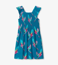 Load image into Gallery viewer, Hatley Girls Tropical Parrots Smocked Dress
