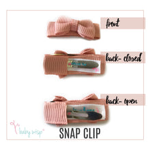 Load image into Gallery viewer, Baby Wisp Tuxedo Bow Snap Clips - 10Pk
