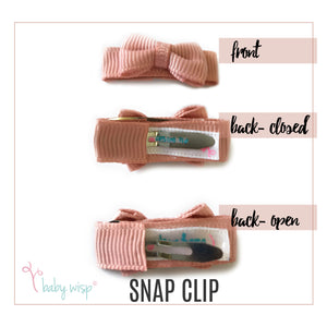 Baby Wisp Tuxedo Bow Snap Clips - 10Pk