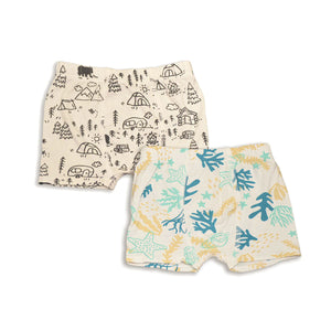 Silkberry Bamboo Underwear Short 2PK - Reef Print/Doodle Camp