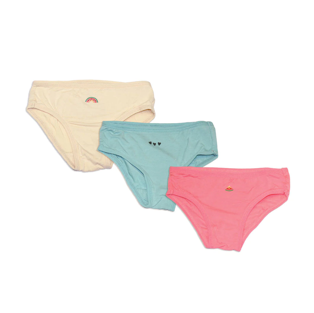 Silkberry Bamboo Girls Bikini Underwear 3PK - Pink Lemonade/Lustre/Soft Sand