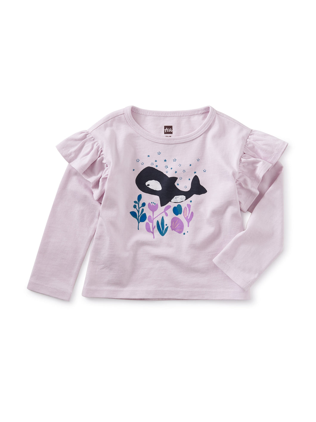 Tea Collection Baby Girl Whale Wishes Ruffle Graphic Tee