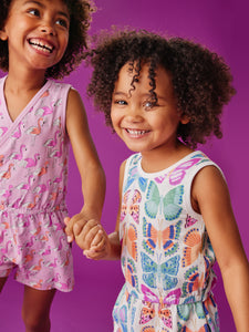 Tea Collection Girls Reversible Wrap Romper - Mariposas Pintadas