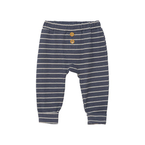 deux par deux Baby Boys Organic Cotton Top and Stripe Pant Set Blue and Oatmeal