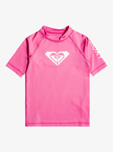 Roxy Girls Whole Hearted UPF 50 Short Sleeve Rashguard - Pink