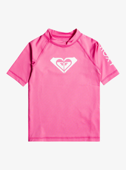 Roxy Girls Whole Hearted UPF 50 Short Sleeve Rashguard - Pink